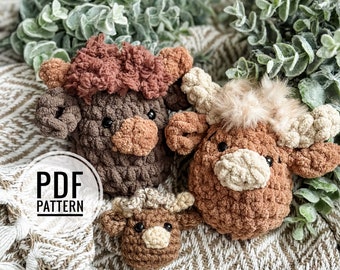 Low Sew Highland Kuh Häkelanleitung PDF Pocket Cow English Pattern Easy Market Prep Crochet for Makers Highland Kuh Plushie Anleitung