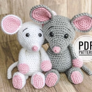 Crochet Plush Mouse Pattern: Bow Tie Mice, English Instructions (PDF)