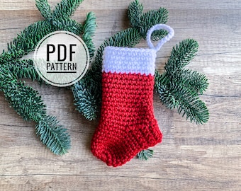 Mini Christmas Stocking, Crochet PDF Pattern, English Instructions