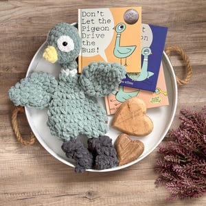 Crochet Pigeon Snuggler: &#39;Don&#39;t Let the Pigeon Drive the Bus&#39; Inspired Lovey