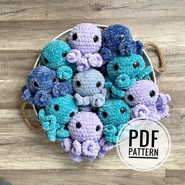 No Sew Plush Octopus Crochet Pattern PDF Cuddly Octo English Pattern Easy Market Prep Crochet for Makers Octopus Plushie