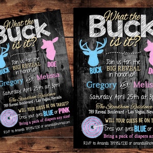 The Original What the Buck Is it Gender Reveal Invitation - Buck or Doe Gender Reveal Invitation - Team Pink or Blue - Digital