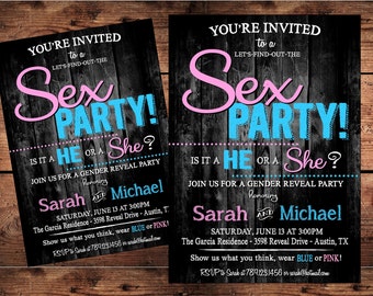 Sex Party Gender Reveal Invitation -  Digital File