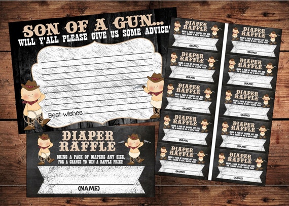 Son of a Gun Baby Advice Card and Diaper Raffle Sheet - Digital - AUTOMATIC DOWNLOAD