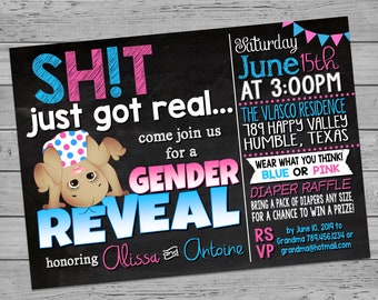 The Original Sh*t just got real Gender Reveal Invitation - Coed Shower - Digital - MATURE