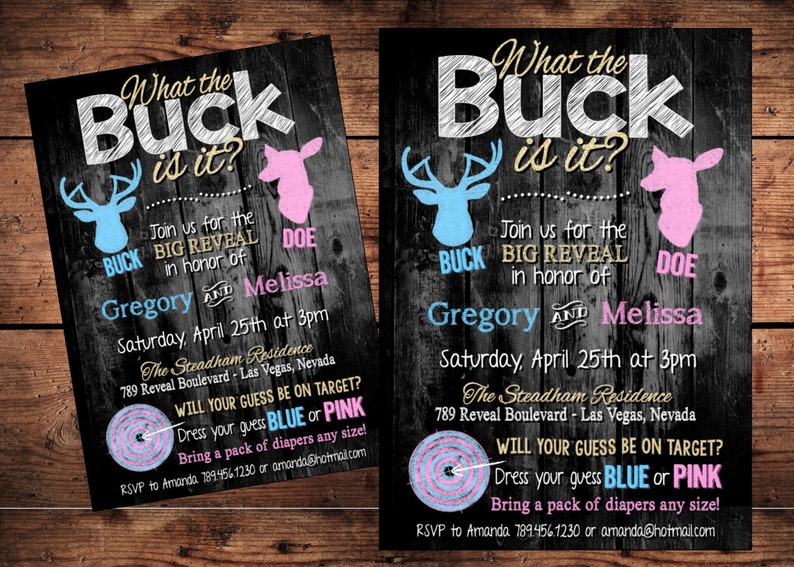 Digital Team Pink or Blue The Original What the Buck Is it Gender Reveal Invitation Buck or Doe Gender Reveal Invitation