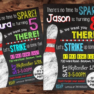 Bowling Birthday Party Invitation - Digital File
