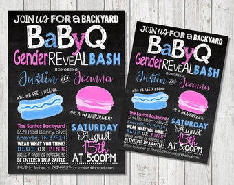 THE ORIGINAL Weenie or Hamburger - Funny BBQ Gender Reveal Invitation - He or She - Digital