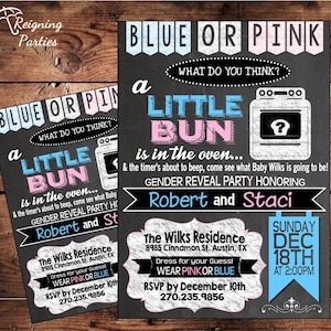A Bun in the Oven Baby Shower - Gender Reveal Party Invitation
