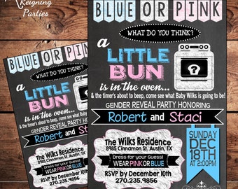 A Bun in the Oven Baby Shower - Gender Reveal Party Invitation