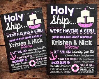 THE ORIGINAL Holy Ship we're having a Baby! - Funny Nautical theme Baby Shower Invitation -Ships Ahoy! - Digital