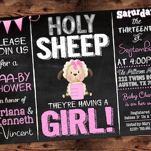 Holy Sheep it&#39;s a Girl - Baby Shower Invitation - Lamb Theme Baby Shower Invitation - Digital