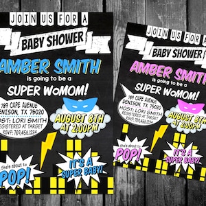 Super WoMom Baby Shower Invitation - Superhero Theme Baby Shower - Digital