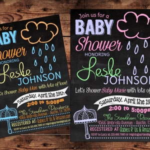 April Showers Baby Shower Invitation - Umbrella Baby Shower Invitation - Digital