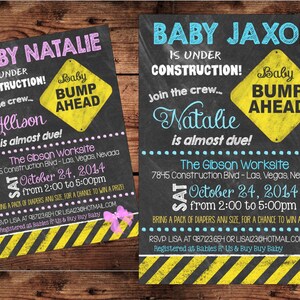 Baby Bump Ahead - Baby Shower Invitation for a Boy or Girl - Under Construction Invitation - Digital