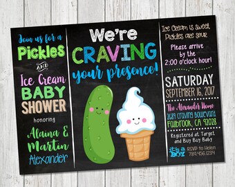 Cornichons & Ice Cream Baby Shower Invitation - douche Etudiante - fichier numérique