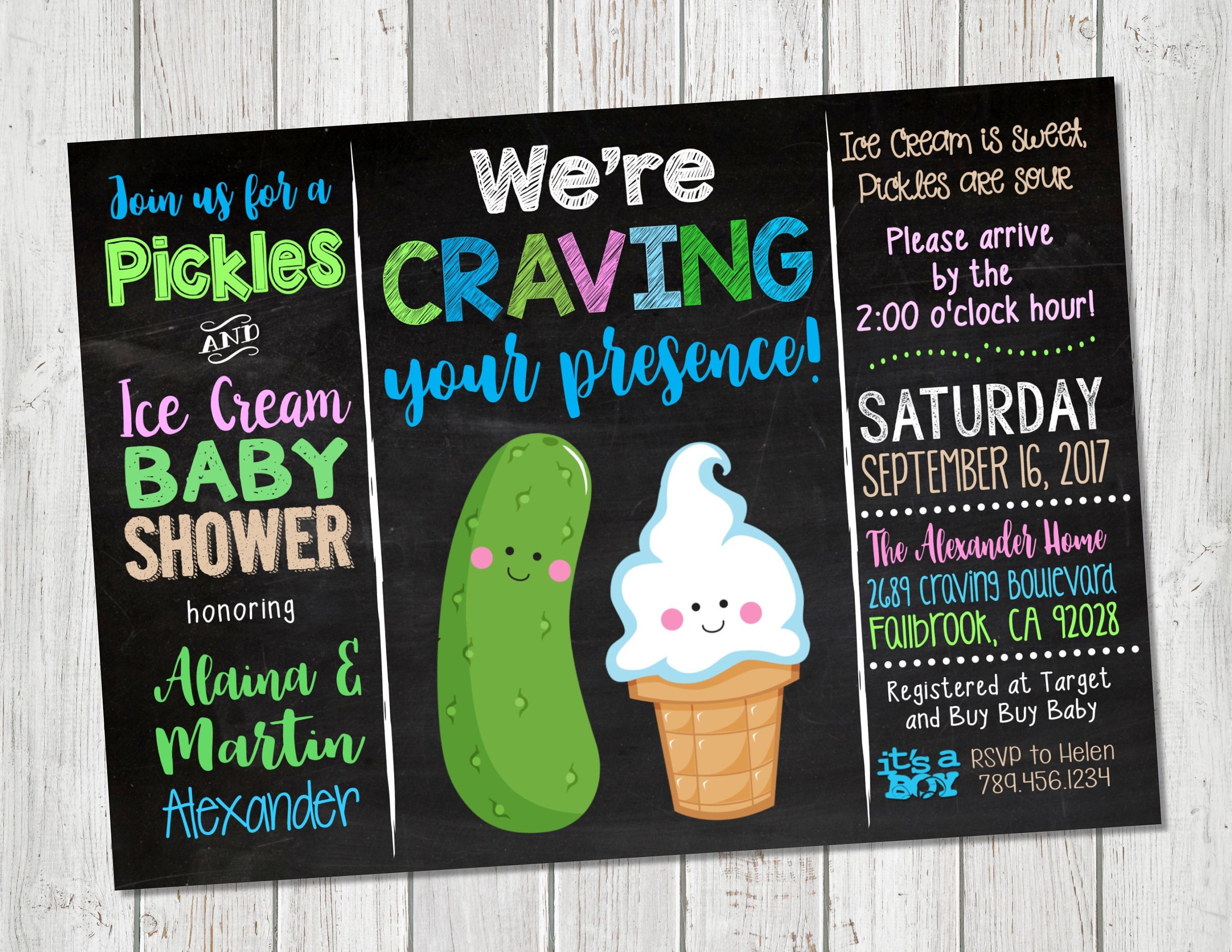 Pickles & Ice Cream Baby Shower Invitation Coed Shower Etsy