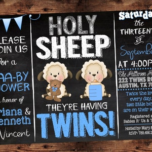 Holy Sheep Twins Baby Shower Invitation - Lamb Baby Shower