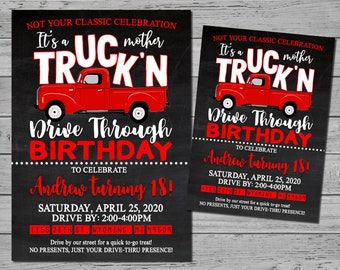 Truckn Quarantine Drive By Birthday Invitation - Digital - MATURE