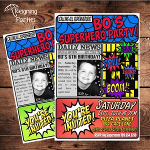 Super-Helden Geburtstag Party-Einladung - sparen Datum digitale Karte Superhero Geburtstag