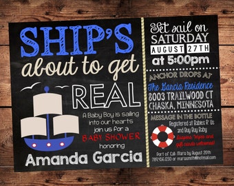 ORIGINE du navire à obtenir réel ! -Thème nautique funny Baby Shower Invitation-navires Ahoy ! -Numérique
