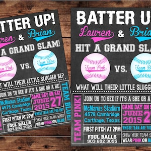 Team Pink or Team Blue - Baseball Gender Reveal Invitation - Digital Design