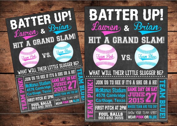 Baseball Gender Reveal Invitations 6