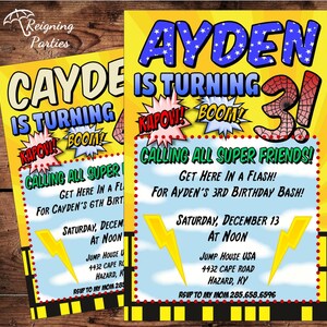 Superhero Birthday Party Invitation - Digital File - DIY