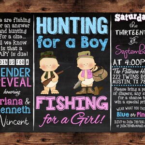 LA chasse ORIGINAL pour un garçon de pêche pour une fille du genre révèlent Invitation - numérique