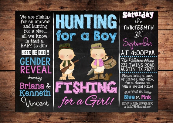 THE ORIGINAL Hunting for a Boy Fishing for a Girl Gender Reveal Invitation  Digital 