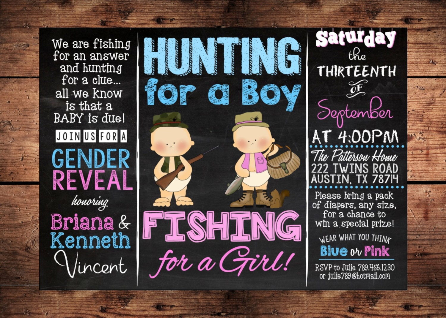 THE ORIGINAL Hunting for a Boy Fishing for a Girl Gender Reveal Invitation  Digital -  Denmark