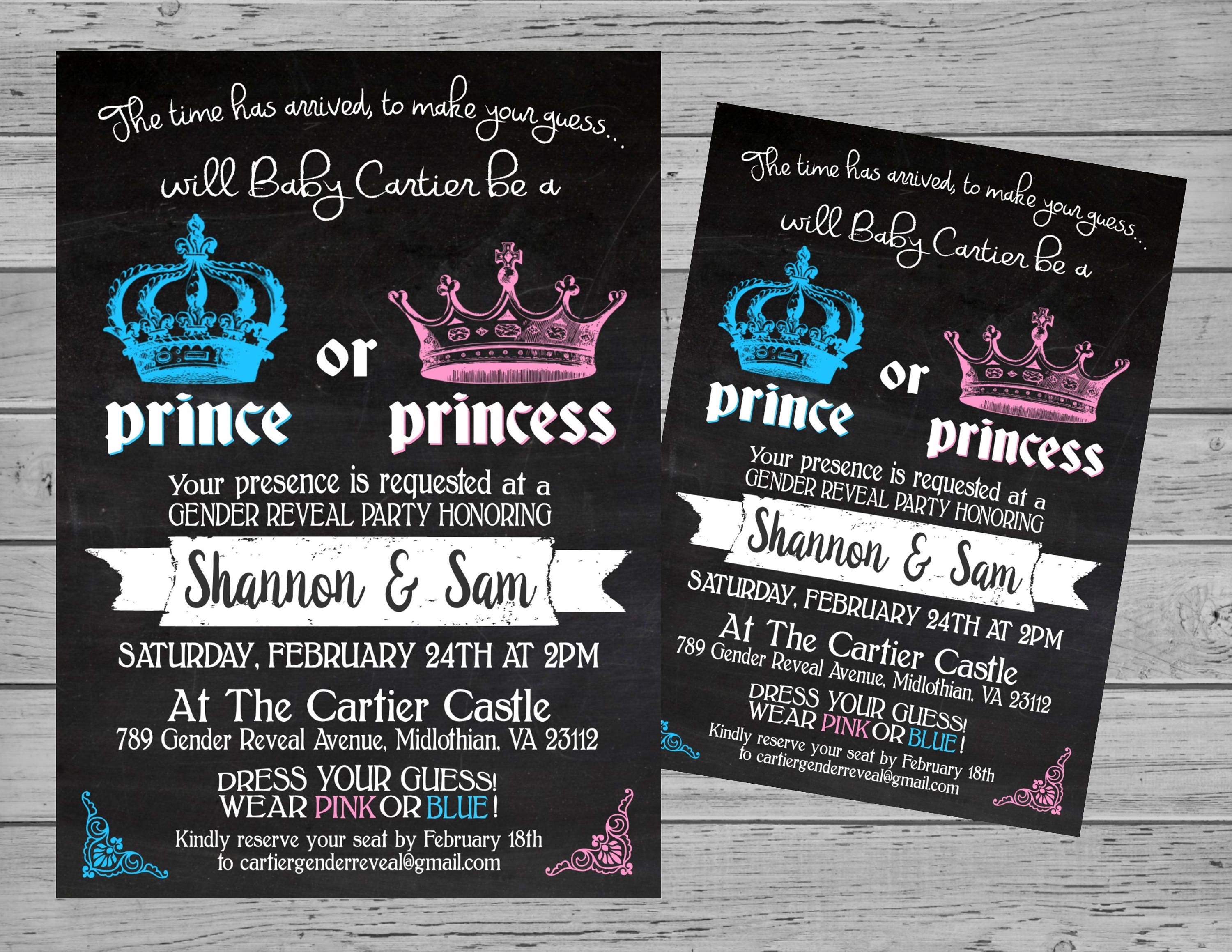Prince or Princess Gender Reveal Party Invitation Digital Etsy
