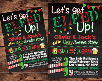 Let's get elfed up laid pull Invitation - pull de Noël moche - fichier numérique
