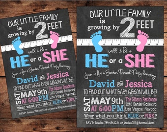 Unique Gender Reveal Invitation - Growing by 2ft - Digital Invitation