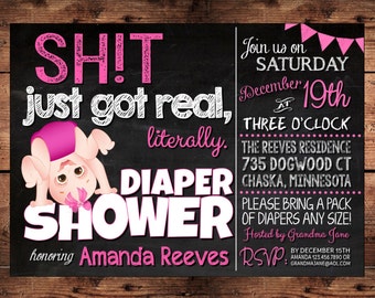 The Original Sh*t just got real Funny Baby Shower Invitation - Sh*t just got real - Baby Shower Invitation - Coed Shower - Digital - MATURE