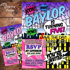 Superhero Boy or Girl Birthday Party Invitation - DIY Digital File