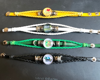 4 Bracelets in 1- 4 interchangeable snaps and 1 Pickleball Dink Kitchen Colorful  Braided Snap Bracelet