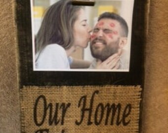 Our Home 2020  house wedding marriage love relationship family wife wedding life burlap and distressed wood plaque and frame handmade in USA