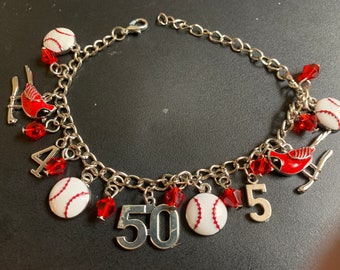 St. Louis Cardinals STL baseball red Cardinal charm bracelet 4-50-5  Farewell Tour and One More Run  dangle bracelet