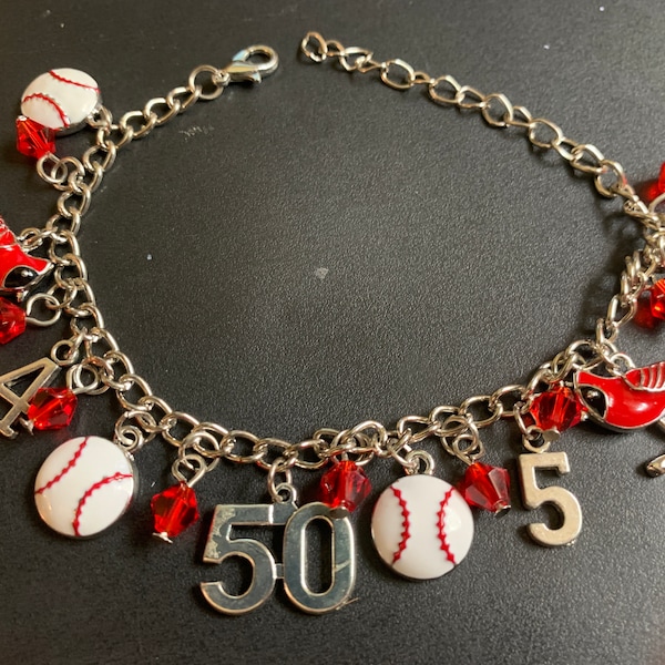 St. Louis Cardinals STL baseball red Cardinal charm bracelet 4-50-5  Farewell Tour and One More Run  dangle bracelet