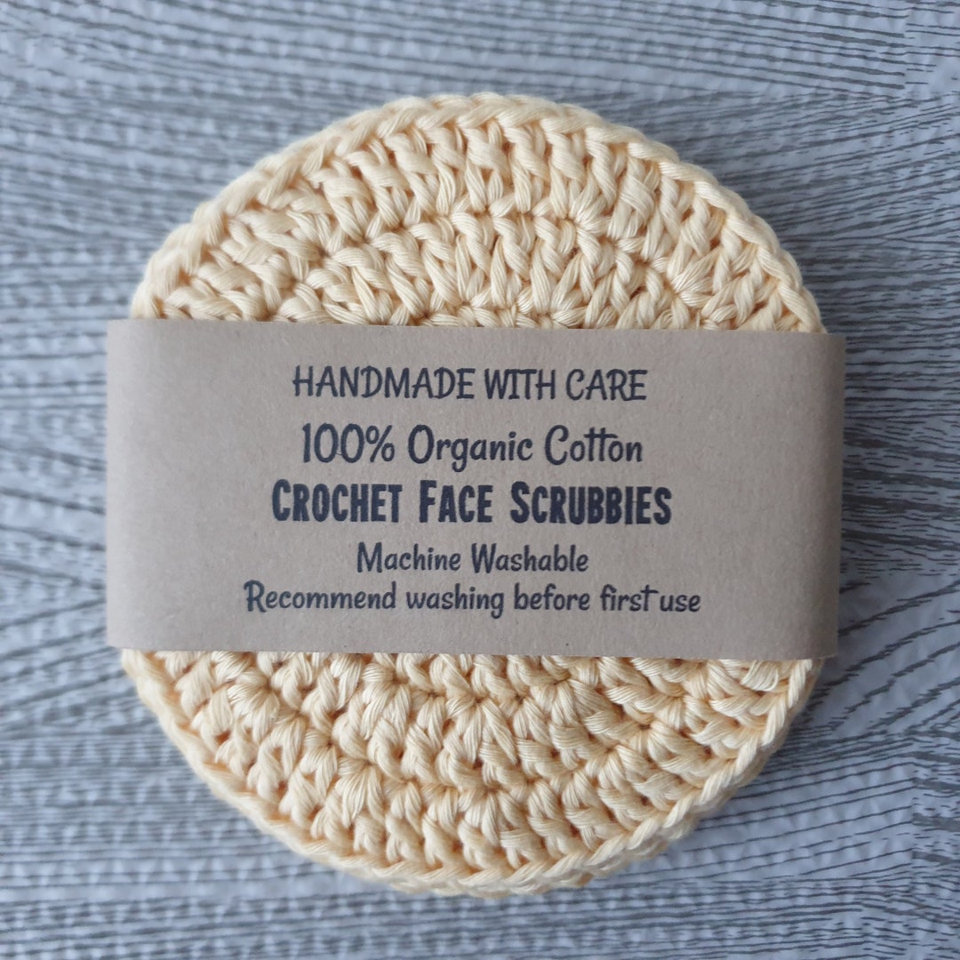 Crocheted Face Scrubbies 100 Organic Cotton Yellow Pack of 3 Reusable
