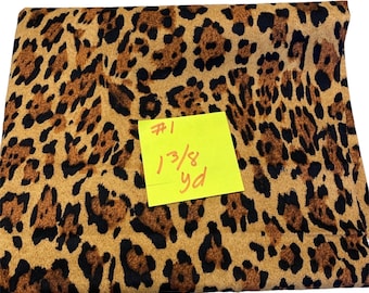 Brown Leopard Fabric by the yard, End of Bolt