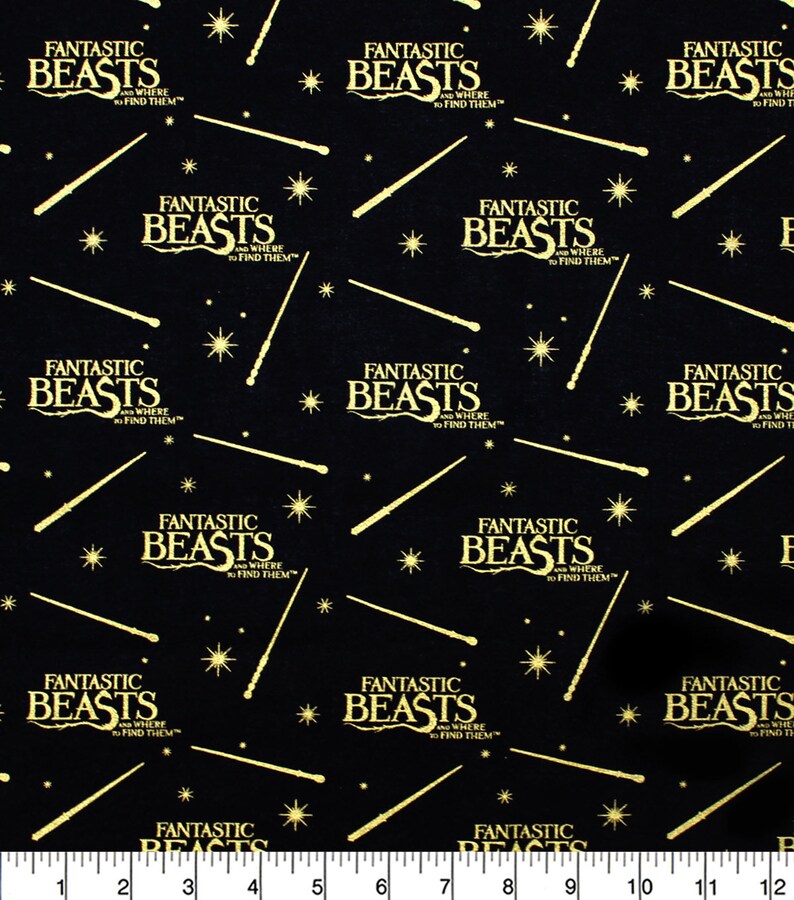 Fantastic Beast Metallic, Fabric, Licensed Fabric, Hogwart, Quilting Cotton, Fabric by the Yard image 1