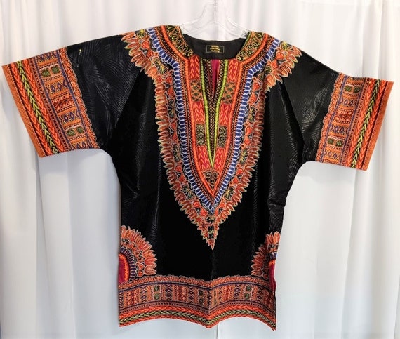 African Black Dashiki brocade fabric matching Kufi Print, sold separately.