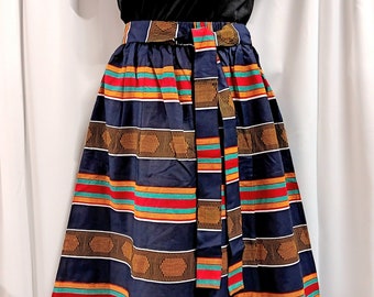 African Palazzo pants red, green, gold, white and black African Kente print 100% cotton, tie waist belt, pockets and headwrap.