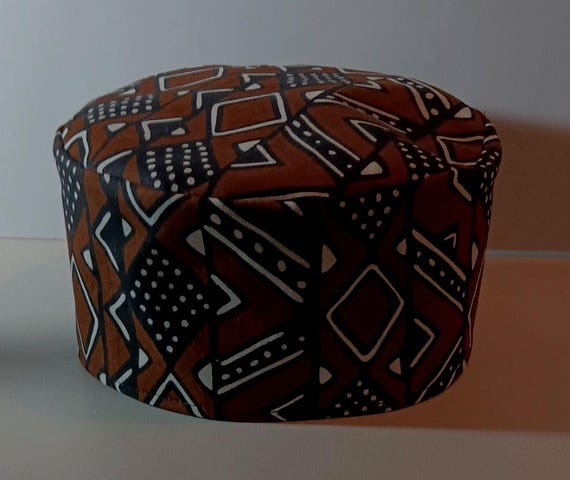 Africa inspired kufi hat. African fabric. Beautifully made. 20% off. Free  Shipping.
