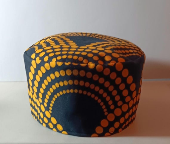 Africa inspired kufi hat. African fabric. Beautifully made. 20% off. Free  Shipping.