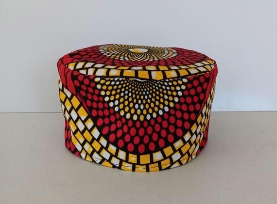 Africa inspired kufi hat. African fabric. Beautifully made. 20% off. Free  Shipping.