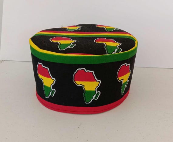 Africa inspired kufi hat. African fabric. Beautifully made. 20% off. Free  Shipping.