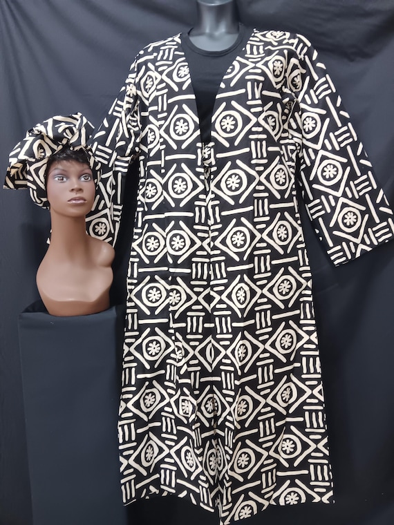 3PC Duster pants set, Lovely long kimono top, elastic waist pants tie belt, pockets and matching headwrap. One Size. 20% off, Free Shipping